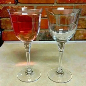 2 Towle Lead Crystal Water/Wine Glasses Pattern "Tudor"